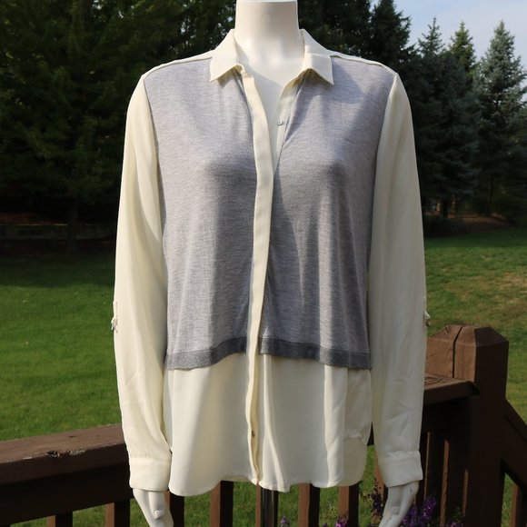Calvin Klein Tops - LAST CALL! Bundle me! Calvin Klein Jeans Gray and Cream Button Down Tunic Top L